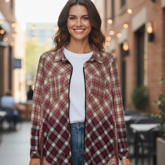 Anthropologie Aratta Silent Journey Boho Multicolor Plaid Button-Down Top - Picture 8 of 8